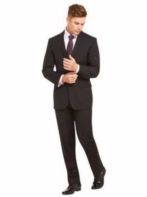 Single Breasted Semi Slim Black Suit Set