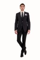 Savile Row Abram Black D9 Wool Suit Set