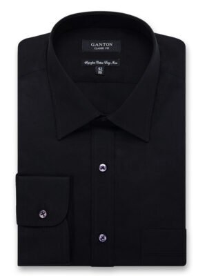 Ganton AAron Fine Poplin Black Shirt