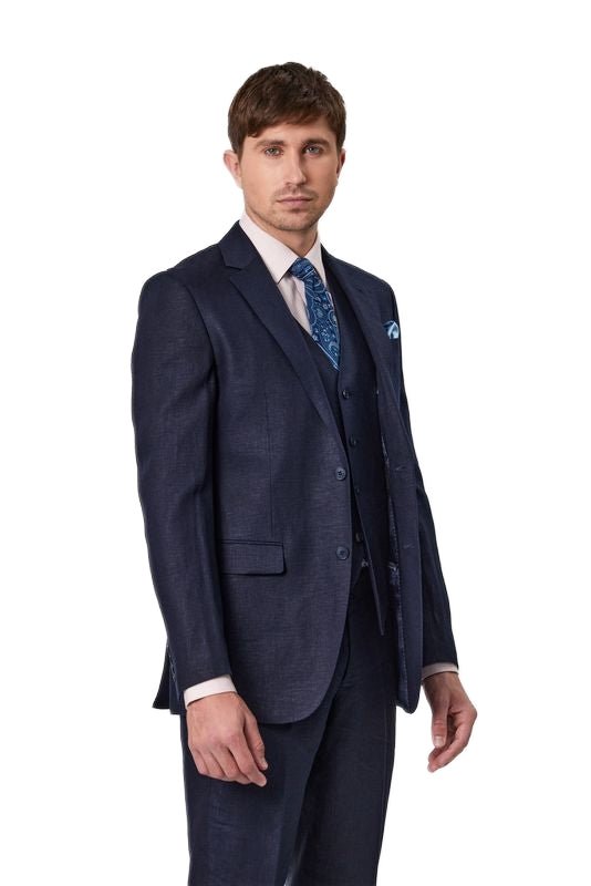 Savile Row Pure Linen Navy Suit Set